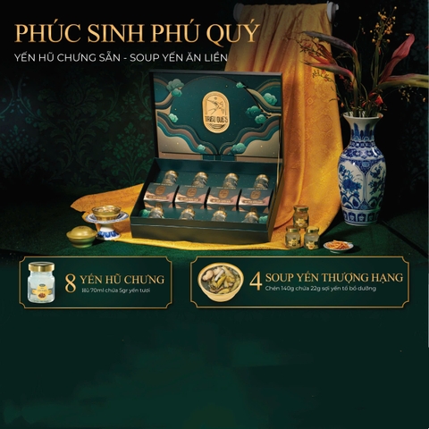 SET PHÚC SINH PHÚ QUÝ - 4 chén Soup Yến Ăn Liền, 8 Yến Hũ Chưng Sẵn