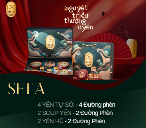 NGUYỆT TRIỀU THƯỢNG UYỂN -  Hộp Cao Cấp Yến Tự Sôi 140ml, Soup Yến ăn liền 140ml & Hũ Yến Chưng Sẵn 70ml