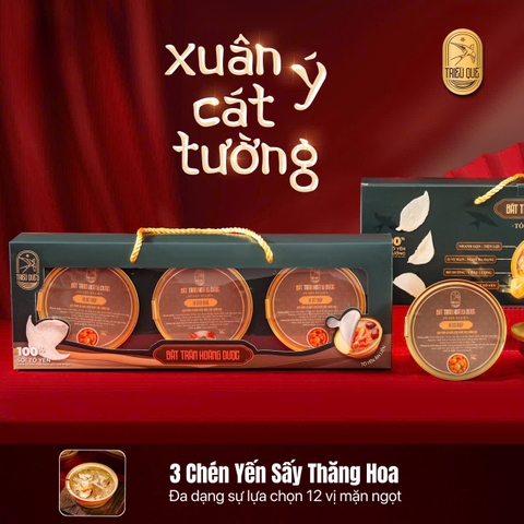 SET XUÂN Ý CÁT TƯỜNG - Hộp 3 Chén Soup Yến Ăn Liền