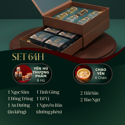 PHÁT PHÚC NGỰ THƯỢNG - Hộp 4 chén Cháo Yến Ăn Liền, 6 Yến Hũ Thượng Phẩm