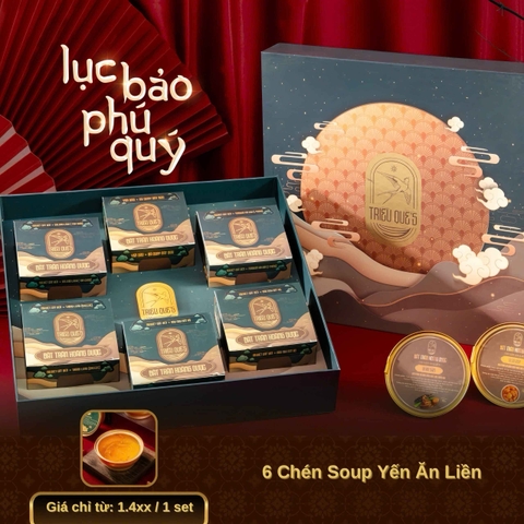 LỤC BẢO PHÚ QUÝ -  Hộp Cao Cấp 6 Chén Soup Yến Ăn Liền 140ml