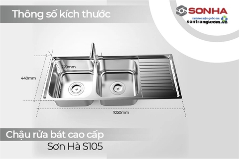Chậu rửa bát SƠN HÀ hai hộc Premium S105