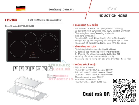 Bếp từ ba vùng nấu Lorca LCI-309