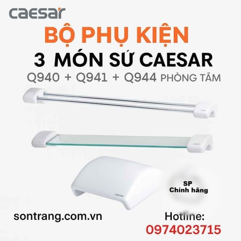 Bộ Phụ Kiện Phòng Tắm 3 Món Sứ Caesar Q940 + Q941 + Q944