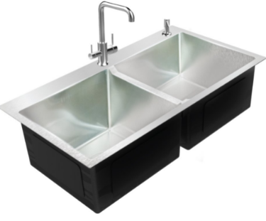 CHẬU INOX 201 HANDMADE cao cấp Sơn Hà 2 hố Cân