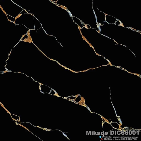 Gạch Porcelain 60x60 Mikado DIC66001 Đen tia chớp đen bóng - Men Kim cương