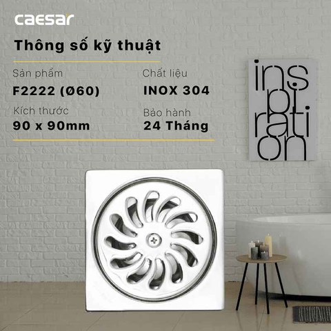 Thoát Sàn INOX 304 CAESAR F2222 (Ø60)