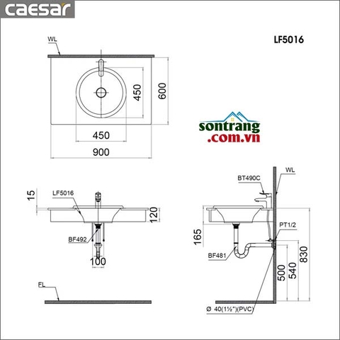 Lavabo Dương Vành - L5016