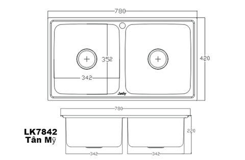 CHẬU INOX  TÂN MỸ Lucky LK7842