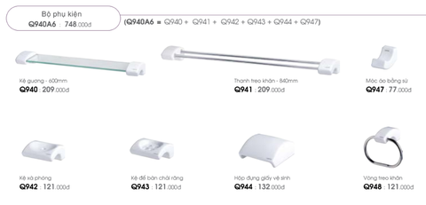 Bộ Phụ Kiện phòng tắm 6 Món bằng  Sứ Caesar Q940A6