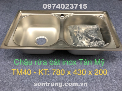 CHẬU INOX TÂN MỸ TM 40 KT 780x430x200