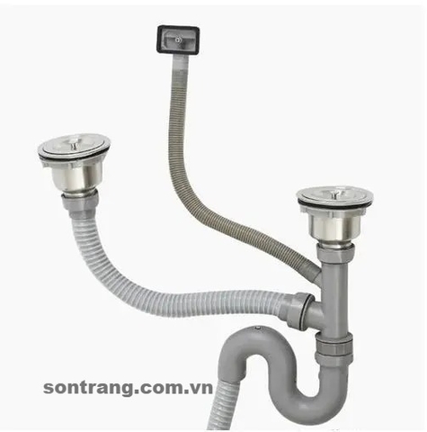 Bộ Xi Phông thoát nước chậu rửa bát 2 hố Tân Mỹ