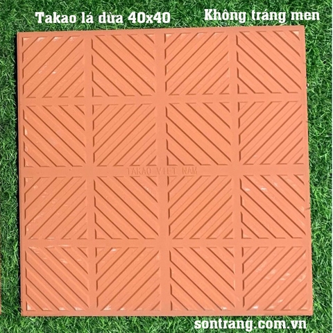 Gạch đỏ COTTO TAKAO LÁ DỪA 40x40 thường (Không tráng men)