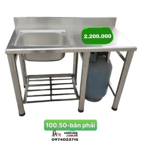 Chậu rửa bát có chân 1 hố  có bàn PHẢI (KT 100x50x80)