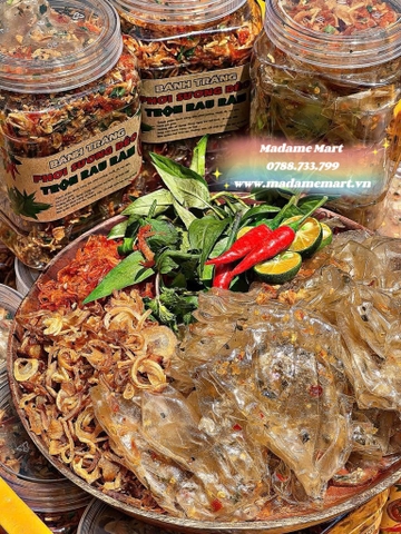 BÁNH TRÁNG PHƠI SƯƠNG DẺO TRỘN RAU RĂM (Hũ 400G)