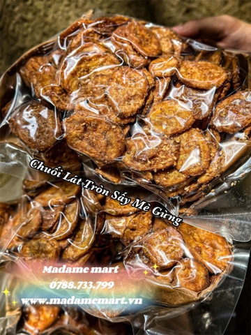 CHUỐI LÁT TRÒN SẤY MÈ GỪNG (Gói 500G)