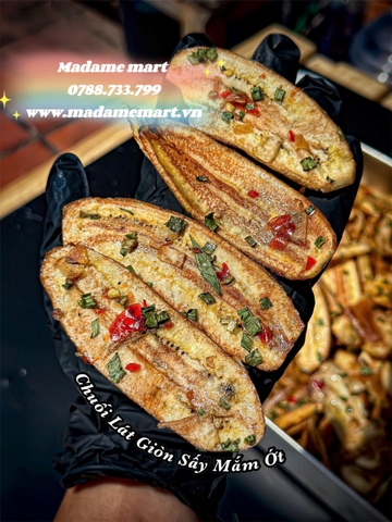 CHUỐI LÁT GIÒN SẤY MẮM ỚT (Hũ 350G)