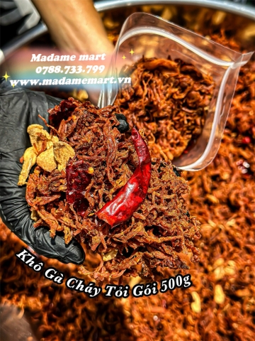 KHÔ GÀ CHÁY TỎI (GÓI 500G)