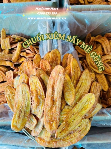 CHUỐI LABA SẤY MÈ GỪNG NÂU (Túi 500G)