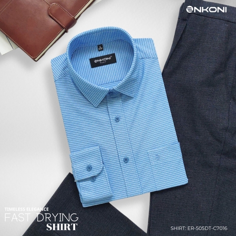 Áo sơ mi Regular ôm vừa Enkoni vải nhanh khô C7016