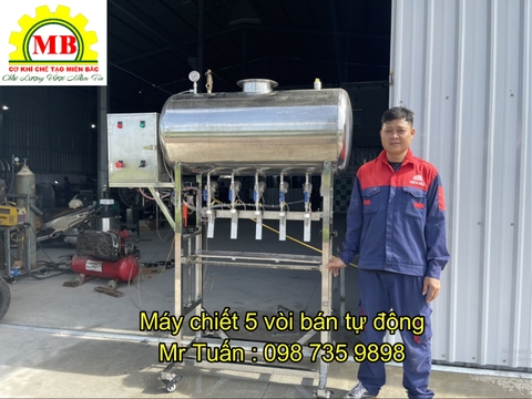 Máy chiết dung dịch 5 vòi bán tự động