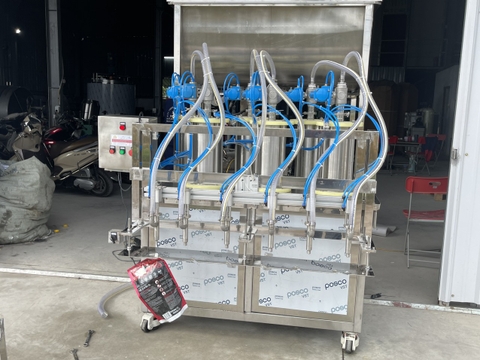 Máy chiết rót can và túi 6 vòi bán  tự động