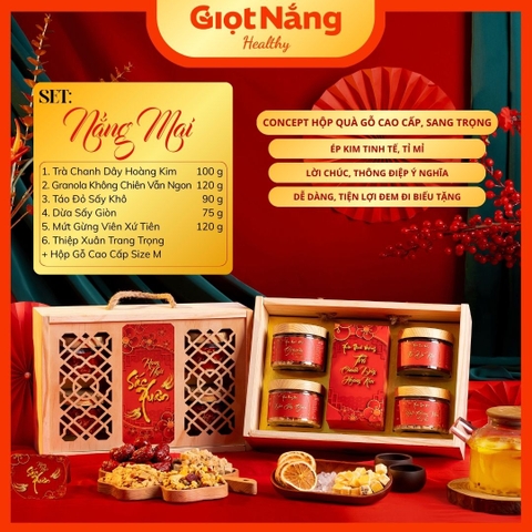 Hộp Quà Tết 2026 Hộp Gỗ Cao Cấp - Quà Biếu Sang Trọng từ Nông Sản Giọt Nắng