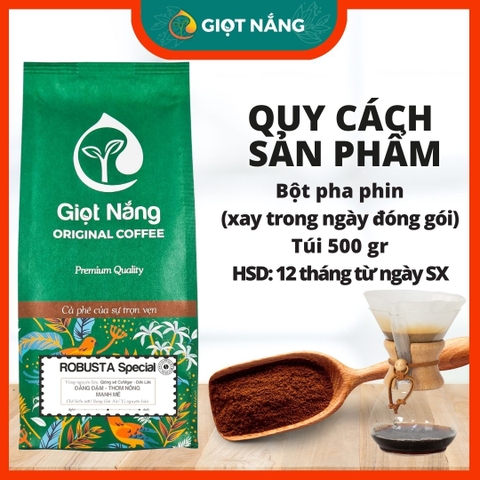 Cà phê Robusta rang xay nguyên chất dùng chế biến cafe pha phin và espresso vị đậm đặc trưng từ GIỌT NẮNG COFFEE