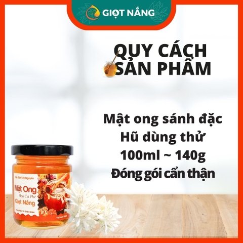 Mật ong nguyên chất Đăk Lăk, mật ong hoa cà phê chứa nhiều dinh dưỡng tốt thể tích 100ml từ GIỌT NẮNG COFFEE