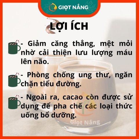 Bột cacao nguyên chất, nguyên liệu làm bánh cacao giảm cân từ Nông Sản GIỌT NẮNG 500 gram