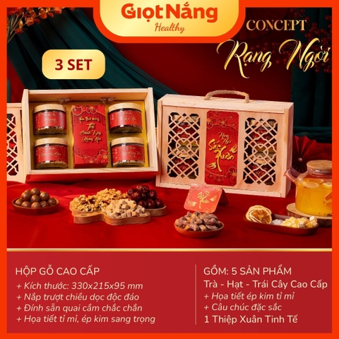 Hộp Quà Tết 2026 Hộp Gỗ Cao Cấp - Quà Biếu Sang Trọng từ Nông Sản Giọt Nắng