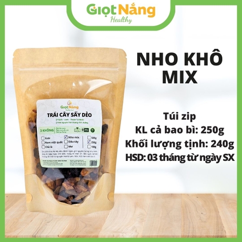 Nho Sấy Dẻo Mix 3 Màu Dinh Dưỡng Sạch Lành từ Nông Sản Giọt Nắng