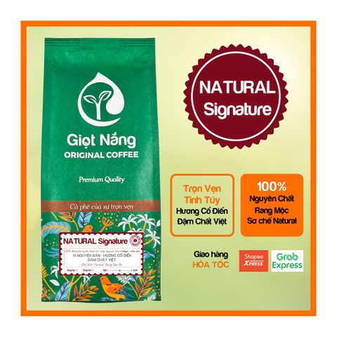 C� ph� nguy�n chất Natural pha c� ph� phin v� espresso, cafe rang xay hương cổ điển, đậm chất Việt từ GIỌT NẮNG COFFEE - 250 Nguy�n hạt