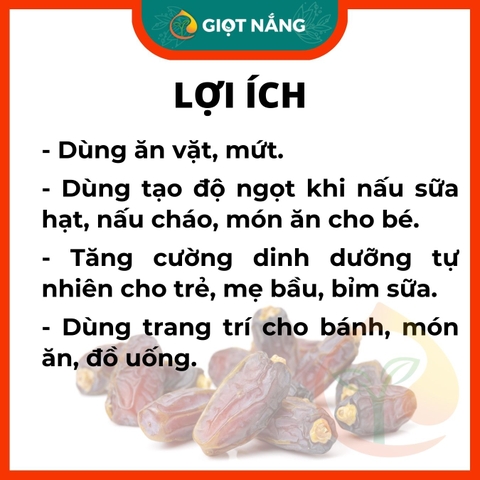 Chà là sấy lạnh dẻo ngon không đường tạo ngọt cho sữa hạt ăn vặt mẹ bầu ăn kiêng từ Nông sản Giọt Nắng