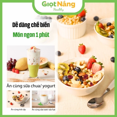 Granola Giọt Nắng Mới Với Viên Ngũ Cốc Giòn Yến Mạch Trái Cây Từ Nông Sản Giọt Nắng
