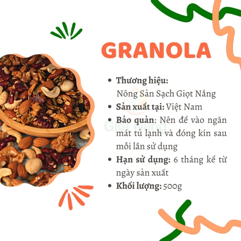 Granola siêu hạt PREMIUM bổ sung dinh dưỡng tốt cho sức khỏe từ Nông Sản Giọt Nắng