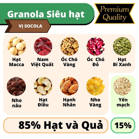 Granola Siêu Hạt Ít Yến Mạch Ăn Kiêng Ngũ Cốc Dinh Dưỡng Ăn Sáng Eat Clean từ Nông Sản Giọt Nắng