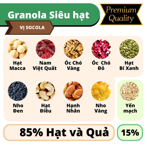 Granola siêu hạt PREMIUM bổ sung dinh dưỡng tốt cho sức khỏe từ Nông Sản Giọt Nắng