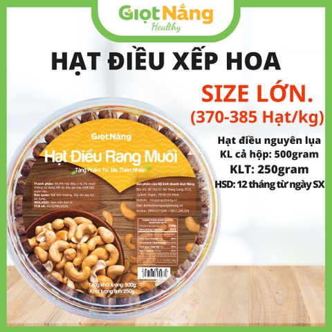 Hạt Điều Rang Muối Nguyên Lụa Bình Phước Loại 1 Chất Lượng Thơm Ngon Giòn Bùi Bổ Dưỡng từ Nông Sản Giọt Nắng