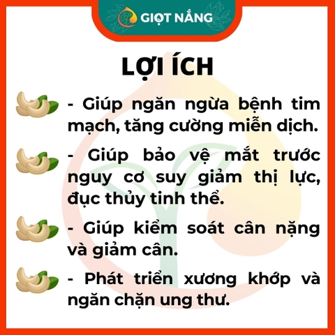 Hạt điều sấy chín - Nguyên hạt - nguyên vị không muối không lụa từ Nông sản Giọt Nắng