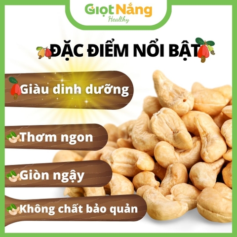 Hạt Điều Sấy Chín Sạch Vỏ Loại 1 Chất Lượng Thơm Ngon Giòn Bùi Bổ Dưỡng từ Nông Sản Giọt Nắng