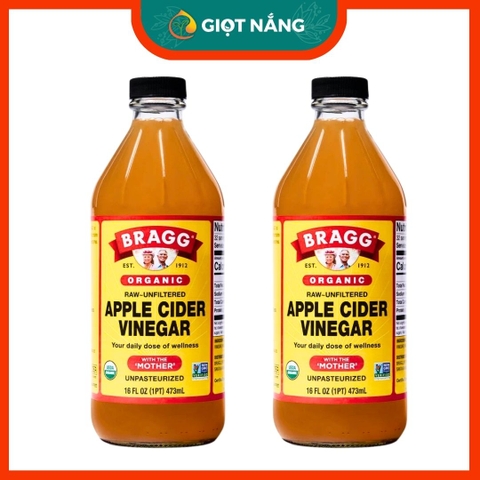 Giấm Táo Hữu Cơ Bragg Organic Chai 473ml Nhập Khẩu Chính Ngạch Từ Nông Sản Giọt Nắng