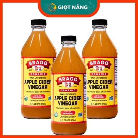 Giấm Táo Hữu Cơ Bragg Organic Chai 473ml Nhập Khẩu Chính Ngạch Từ Nông Sản Giọt Nắng