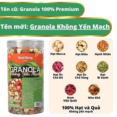 Granola Không Yến Mạch Dinh Dưỡng Ngũ Cốc Ăn Sáng Sạch Lành từ Nông Sản Giọt Nắng