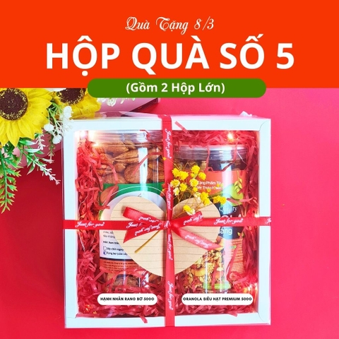 Set Hộp Quà 8/3 Tặng Người Yêu Tặng Mẹ Sang Trọng Các Loại Hạt Sấy Khô Tốt Cho Sức Khoẻ từ Nông Sản Giọt Nắng