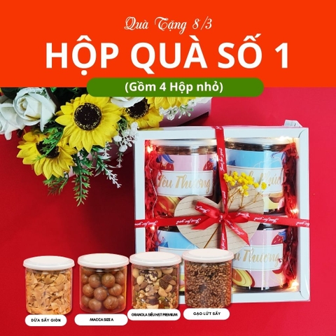 Set Hộp Quà 8/3 Tặng Người Yêu Tặng Mẹ Sang Trọng Các Loại Hạt Sấy Khô Tốt Cho Sức Khoẻ từ Nông Sản Giọt Nắng