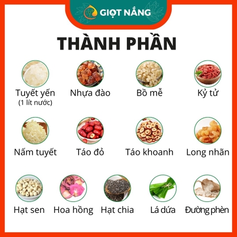 Chè dưỡng nhan tuyết yến set  đồ ăn healthy giảm cân làm đẹp từ Nông Sản Sạch Giọt Nắng