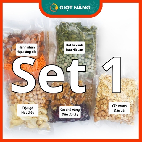 Set Hạt nấu sữa mix sẵn dinh dưỡng 500g đồ ăn vặt mẹ bầu và ăn dặm cho bé từ Nông sản Giọt Nắng