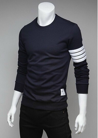 Áo Thun Dài Tay Xanh Đen Sọc Trắng Tay