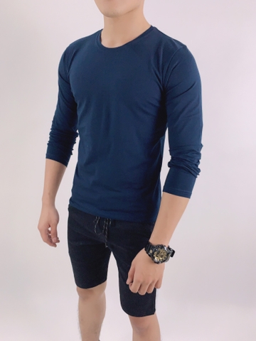 Áo Thun Dài Tay Cổ Tròn Xanh Đen